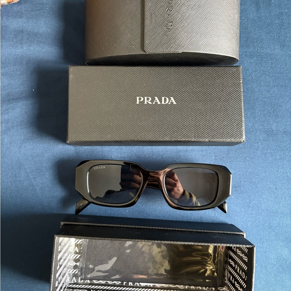 Prada Black Rectangular Sunglasses for Men NWT - image 1